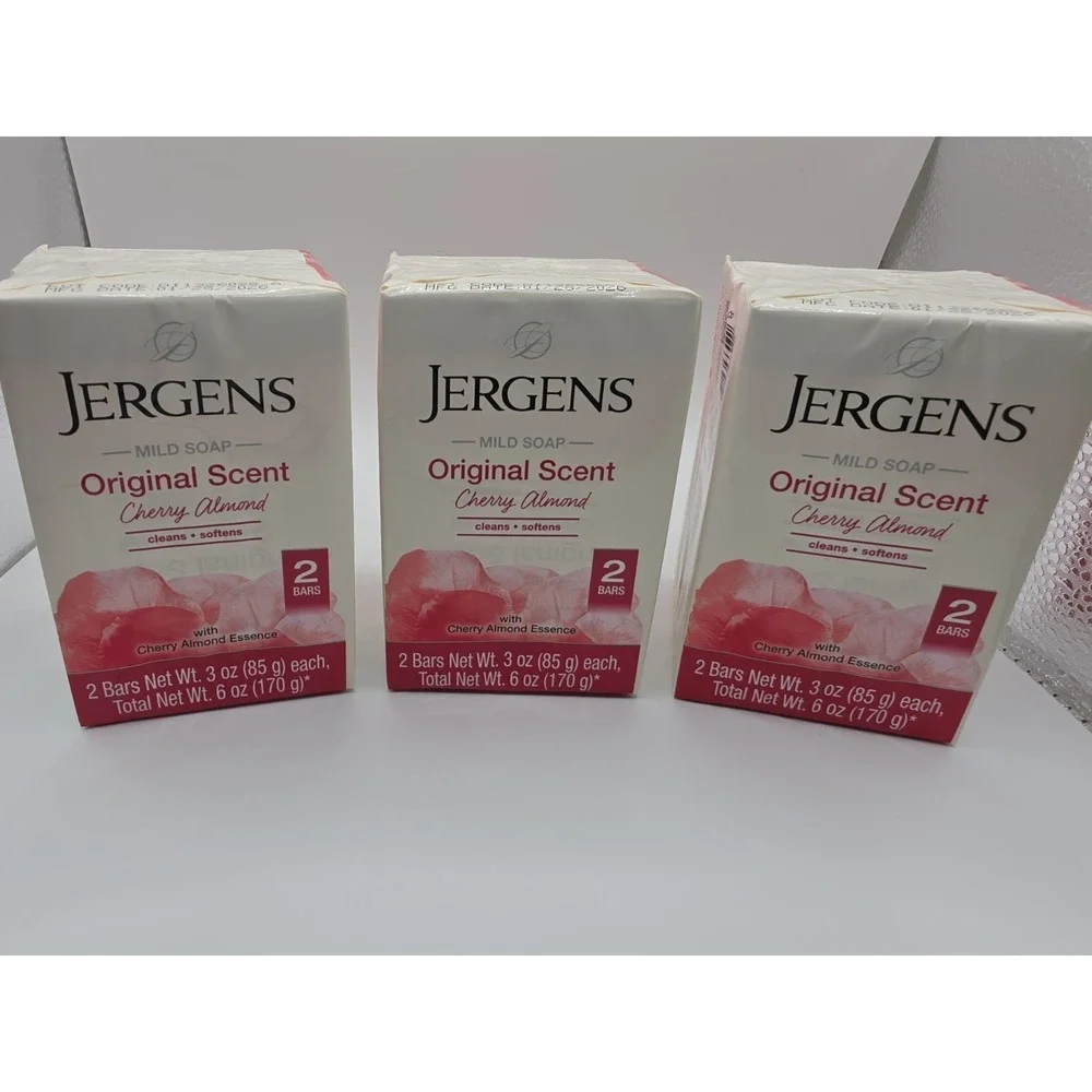 3 pack of Jergens Cherry Almond Mild Soap Original Scent - 8 Bars - 3 Oz Each